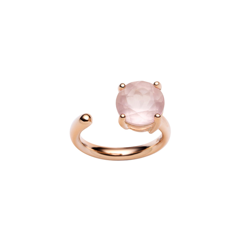 9CT ROSE QUARTZ CARLY RING