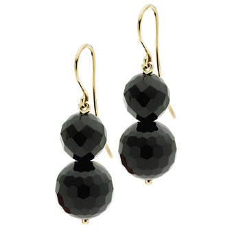 9CT BLACK AGATE ROCK 'N' GOLD EARRINGS