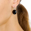 STG SILVER FLAT BLACK AGATE EARRINGS