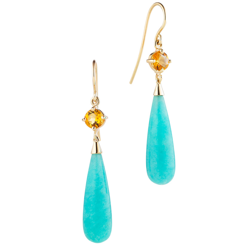 9CT AMAZONITE & CITRINE SALSA EARRINGS