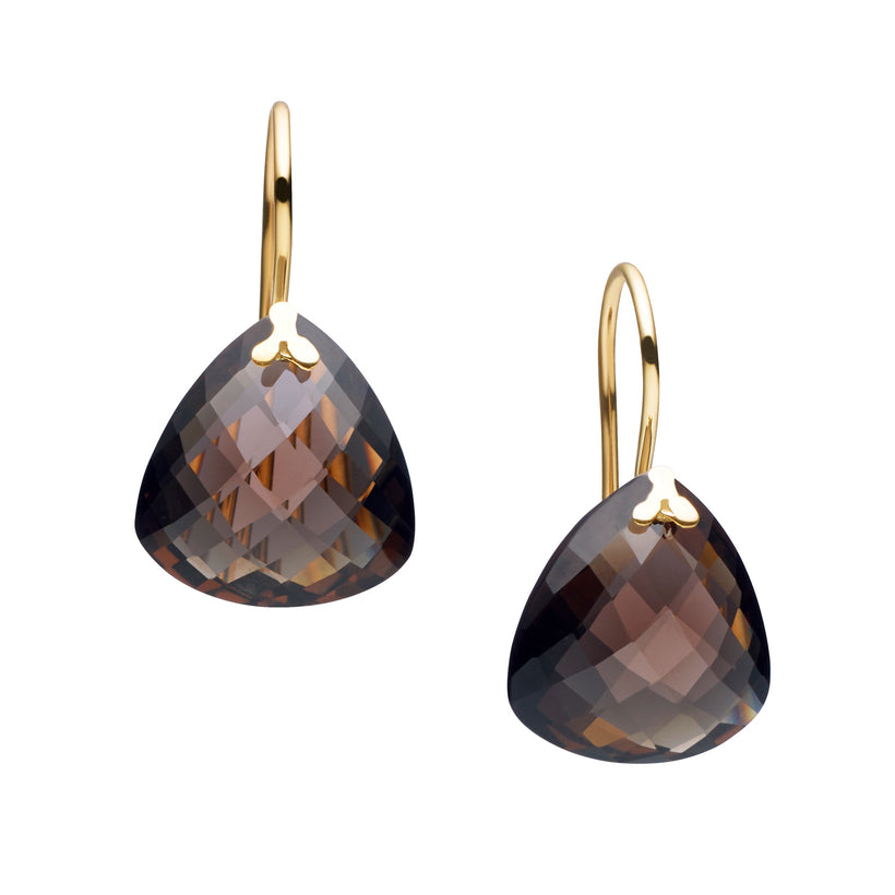 9CT SMOKY QUARTZ PALOS EARRINGS