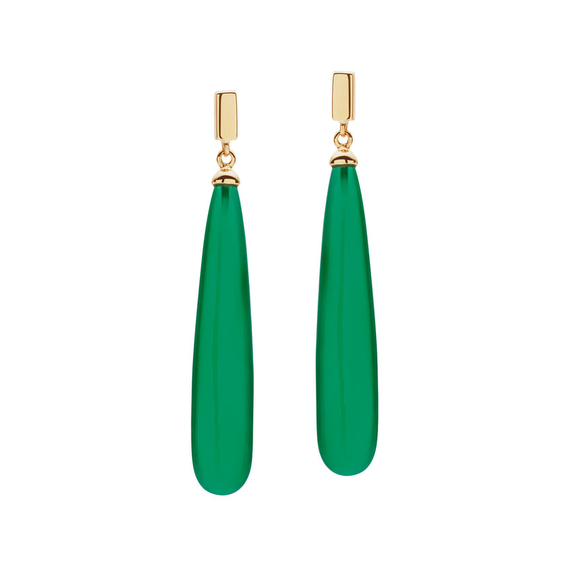 9CT GREEN AGATE JUNO EARRINGS