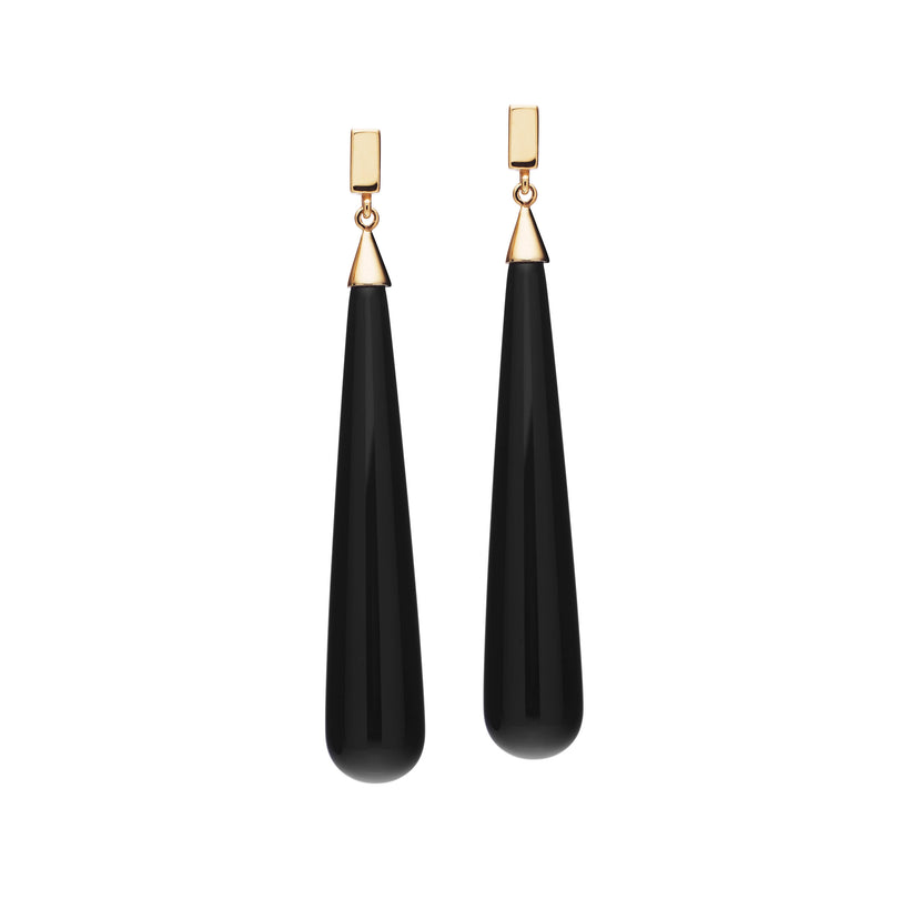 9CT ONYX DROP JUNO EARRINGS