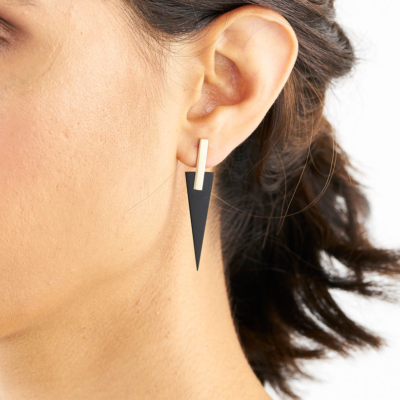 9CT ONYX JETTE EARRINGS