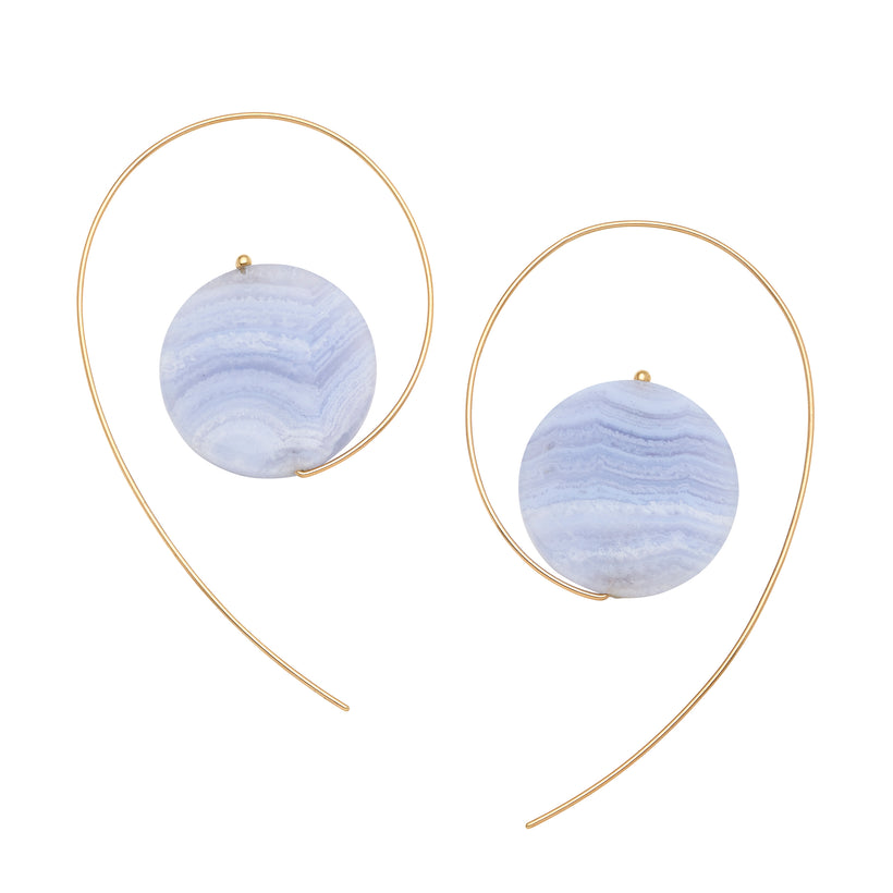 9CT BLUE LACE AGATE ANNA EARRINGS