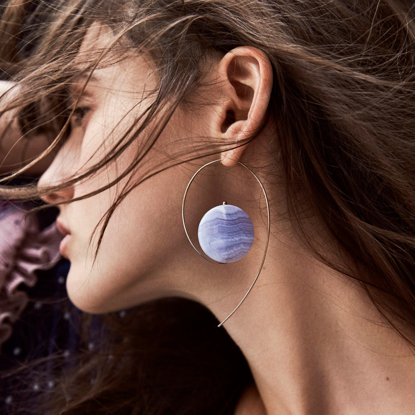 9CT BLUE LACE AGATE ANNA EARRINGS