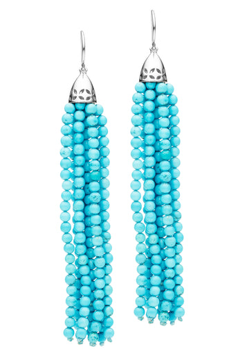 STERLING SILVER TURQUOISE GATSBY TASSEL EARRINGS
