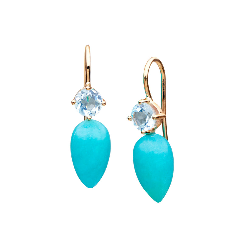 9CT AMAZONITE & BLUE TOPAZ TORQUAY EARRINGS