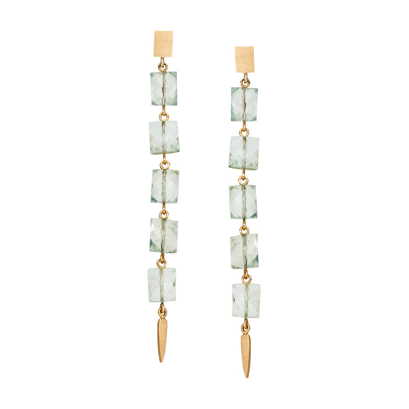 9CT NIELSEN GREEN AMETHYST DROP STUD EARRINGS