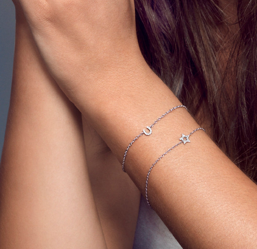 18CT WHITE GOLD DIAMOND LUCKY BRACELET