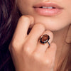 18CT SMOKY QUARTZ & BLACK DIAMOND BIANCA RING