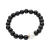 FACETED ONYX AND PEARL BUDDY BRACELET