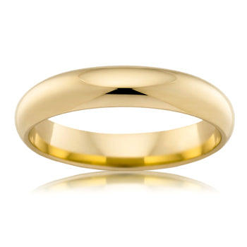 18CT YELLOW GOLD 4MM HIGH DOME WEDDER