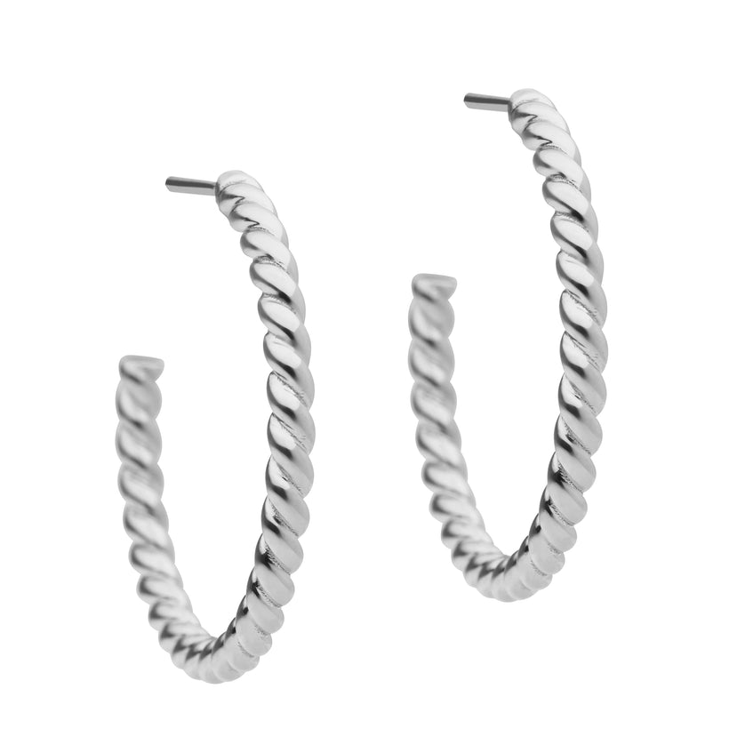 STERLING SILVER DONNA HOOP EARRINGS (LG)