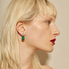 18CT MALACHITE & DIAMOND RAINDROP EARRINGS