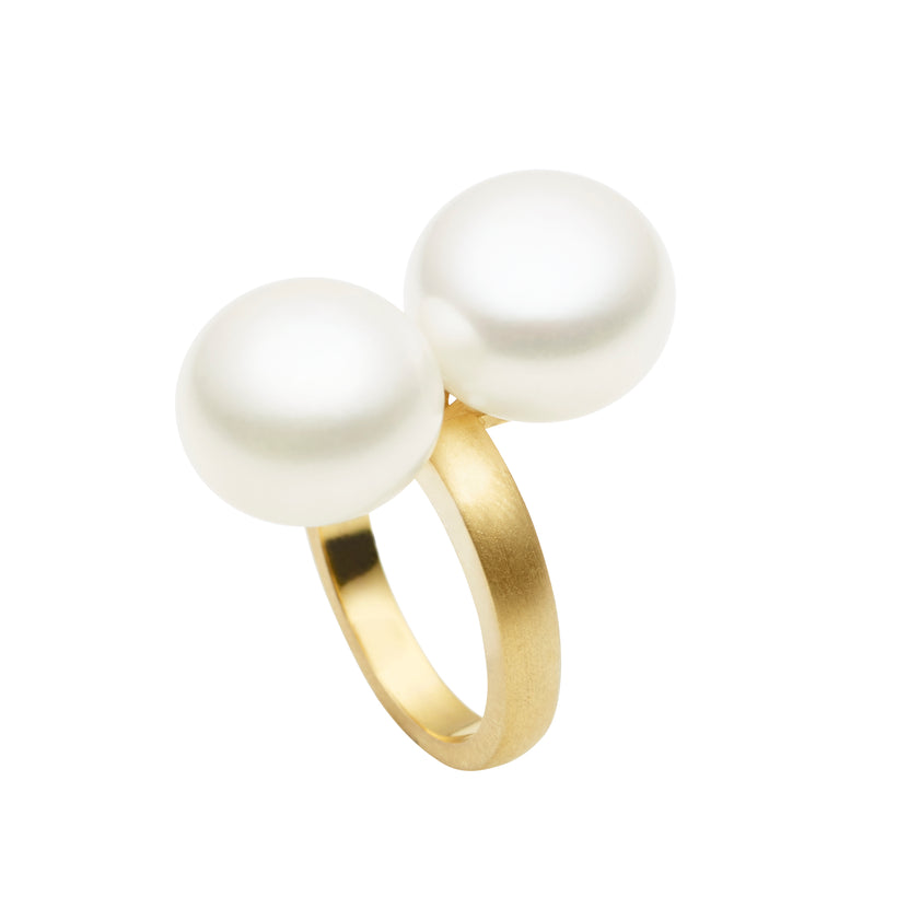 9CT DOUBLE PEARL RING