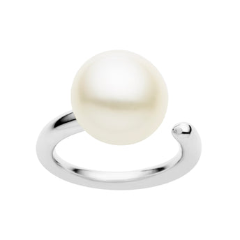 9CT WHITE GOLD PEARL CARLY RING
