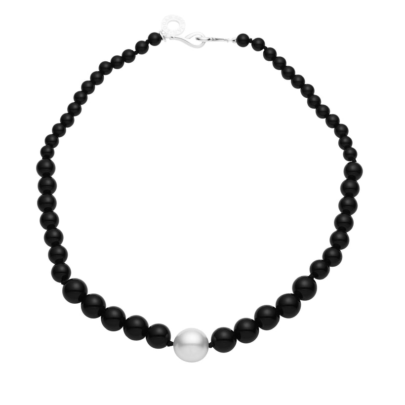 SOUTH SEA PEARL & ONYX STERLING SILVER MINI KELLY NECKLACE