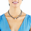 STERLING SILVER SOUTH SEA PEARL & SPINEL 2 ROW NECKLACE