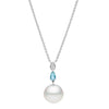 BESPOKE 18CT SOUTH SEA PEARL, AQUAMARINE & DIAMOND PENDANT