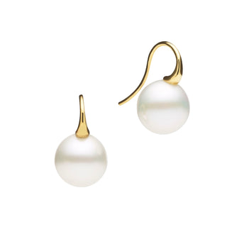 18CT YELLOW GOLD SOUTH SEA PEARL HEIDI HOOK EARRINGS