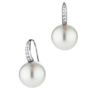 18CT SOUTH SEA PEARL & DIAMOND HEIDI HOOK EARRINGS