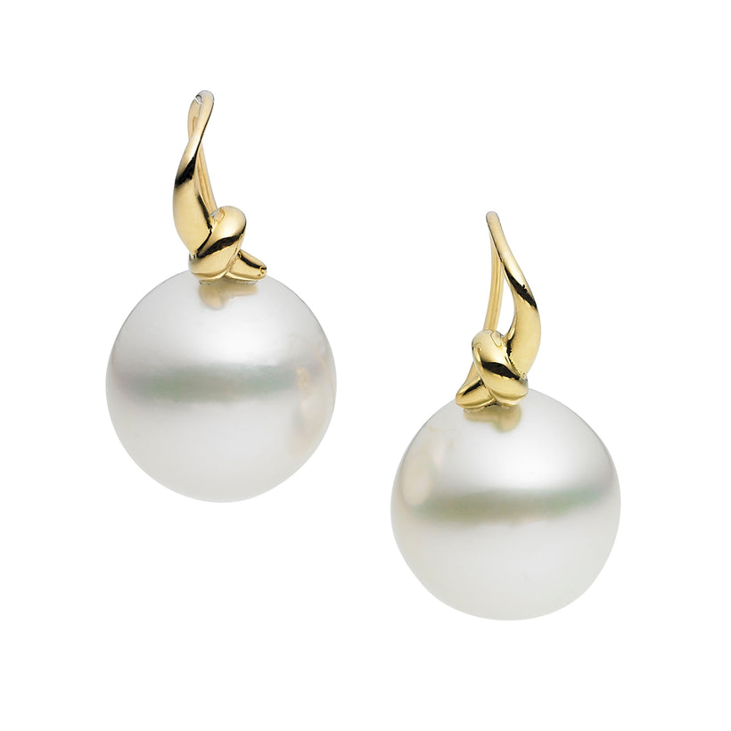18CT SOUTH SEA PEARL KNOT EARRINGS