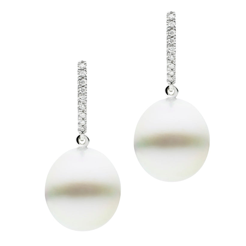 18CT SOUTH SEA PEARL & DIAMOND BIANCA EARRINGS