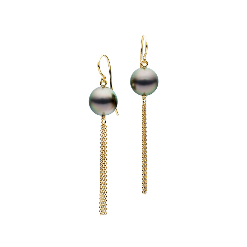 18CT TAHITIAN PEARL BORLA EARRINGS