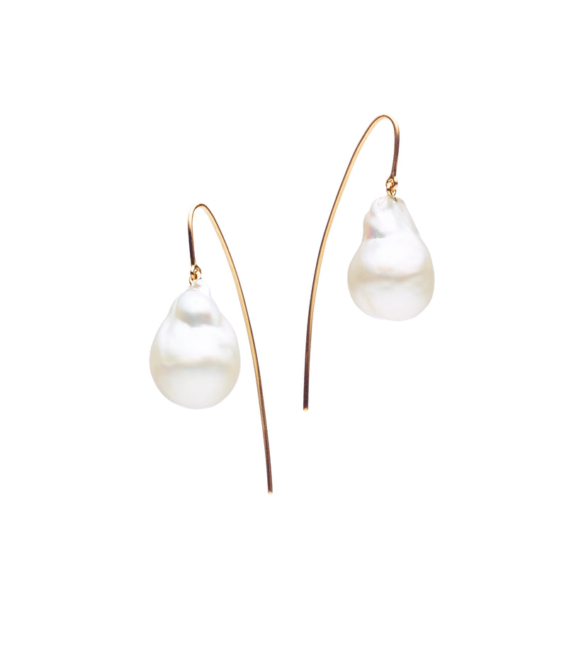 18CT YELLOW GOLD BAROQUE SOUTH SEA PEARL MIA EARRINGS