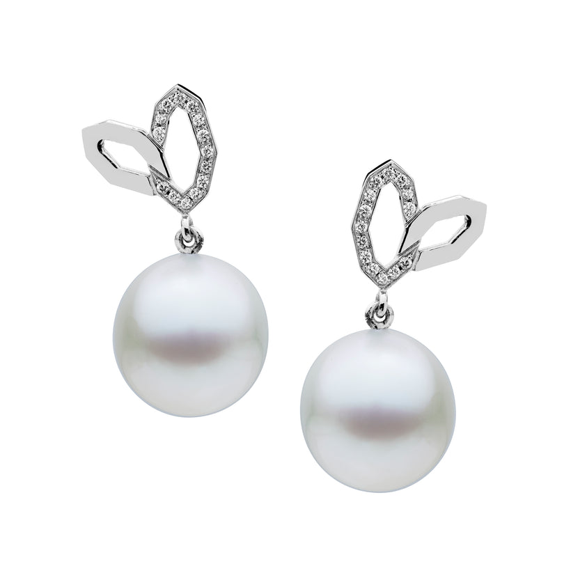 18CT SOUTH SEA PEARL & DIAMOND BRINDABELLA EARRINGS