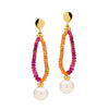 9CT SOUTH SEA PEARL, RUBELLITE & MANDARIN GARNET STEVIE EARRINGS
