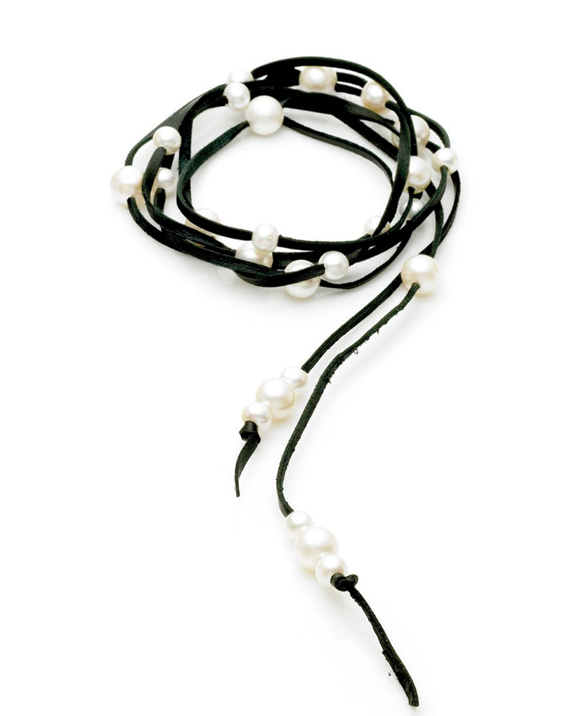 PEARL & LEATHER MIMI NECKLACE