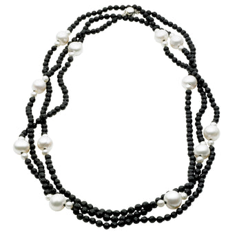 STERLING SILVER ONYX & PEARL GINA FLAPPER