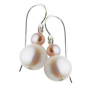 STERLING SILVER PINK & WHITE PEARL OAKVILLE EARRINGS