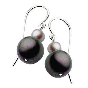 STERLING SILVER PEACOCK & PINK PEARL OAKVILLE EARRINGS