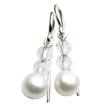 STERLING SILVER PEARL & CRYSTAL LAUDERDALE EARRINGS