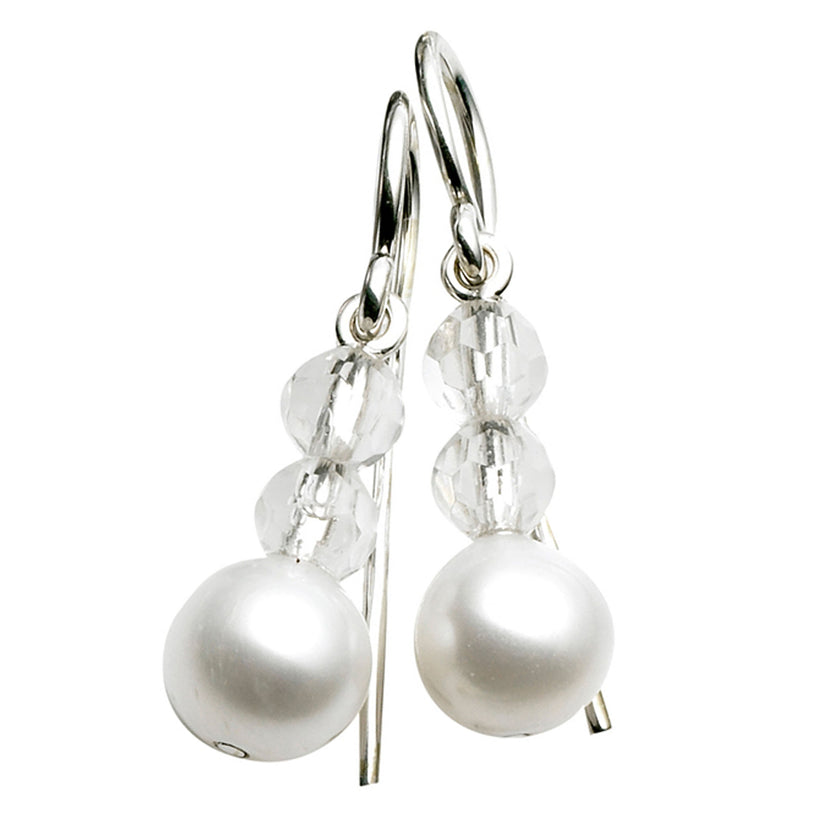 STERLING SILVER PEARL & CRYSTAL LAUDERDALE EARRINGS