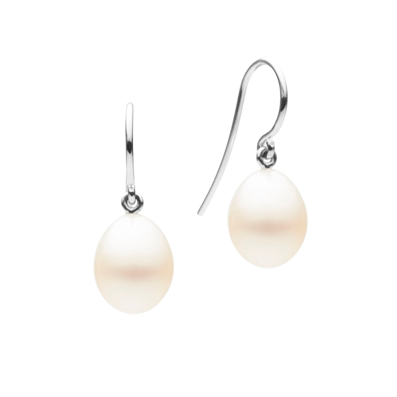 STERLING SILVER PEARL SHEPHERD HOOK EARRINGS