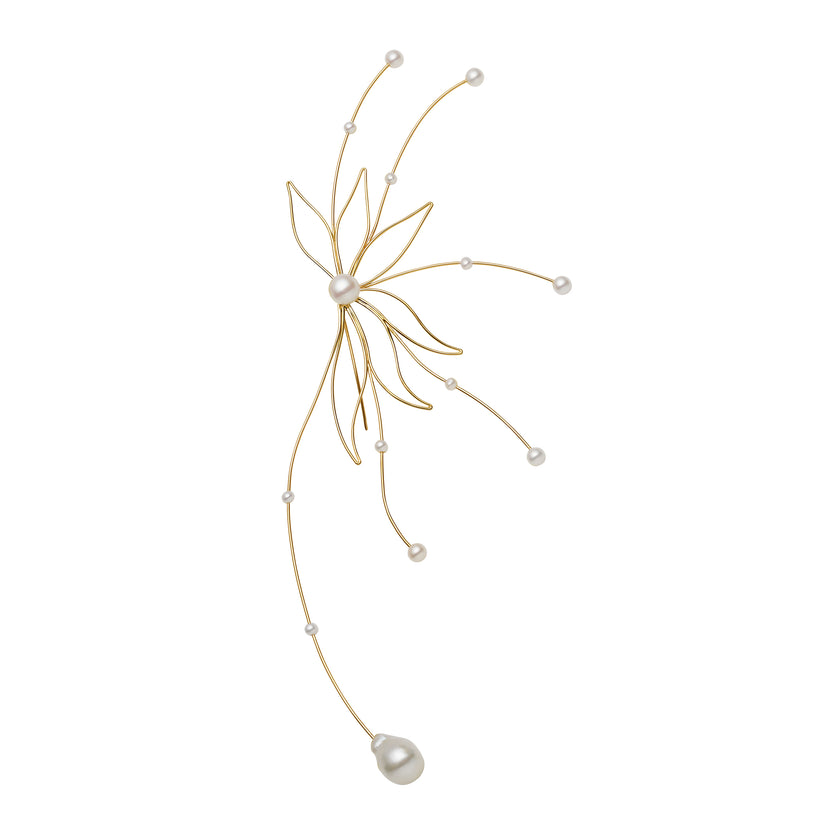9CT PEARL ORCHID EARRING (SINGLE)