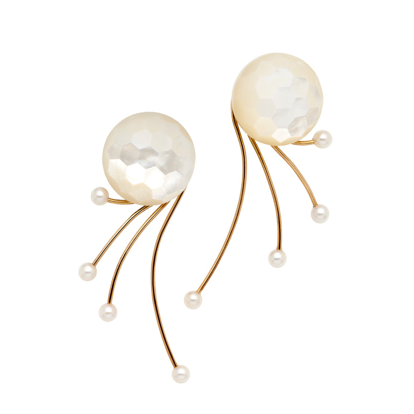 9CT MOTHER OF PEARL & PEARL COSMIC EARRINGS