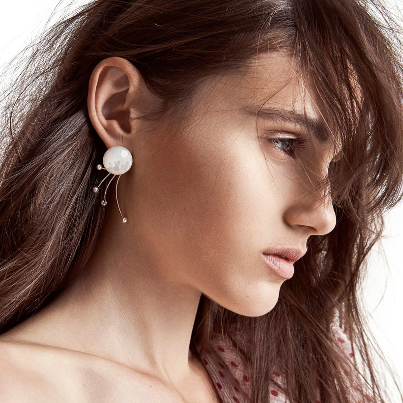 9CT MOTHER OF PEARL & PEARL COSMIC EARRINGS