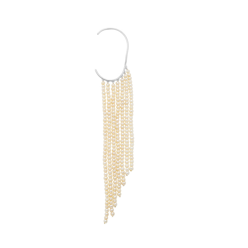 STG SIL PEARL LUKEY EARRING (SINGLE)