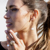 9CT GOLD & PEARL LYDOS FINE HOOP EARRINGS