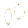 9CT GOLD & PEARL LYDOS FINE HOOP EARRINGS