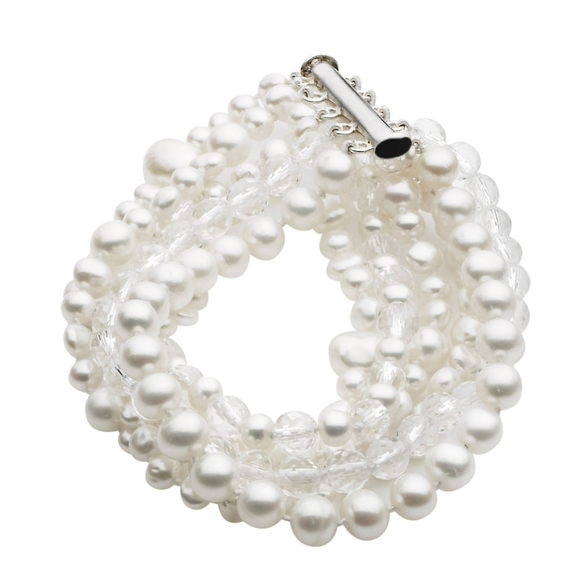 STG SILVER CRYSTAL AND PEARL RODEO BRACELET