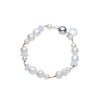 STERLING SILVER, PEARL & MOONSTONE TIN-CUP BRACELET