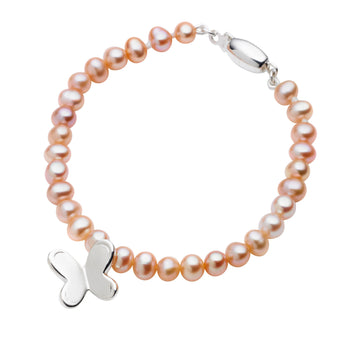 STERLING SILVER PINK PEARL BABY BUTTERFLY BRACELET