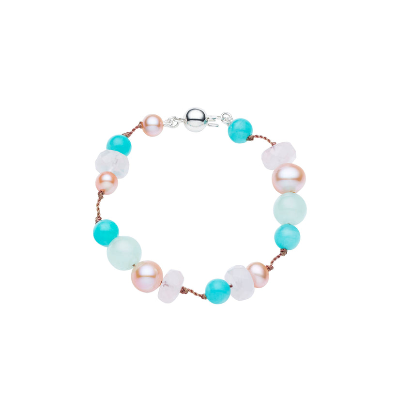 STG SILVER PINK PEARL BABY TIN-CUP BRACELET