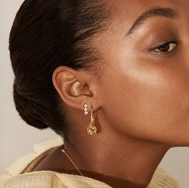 Champagne diamond hoop deals earrings